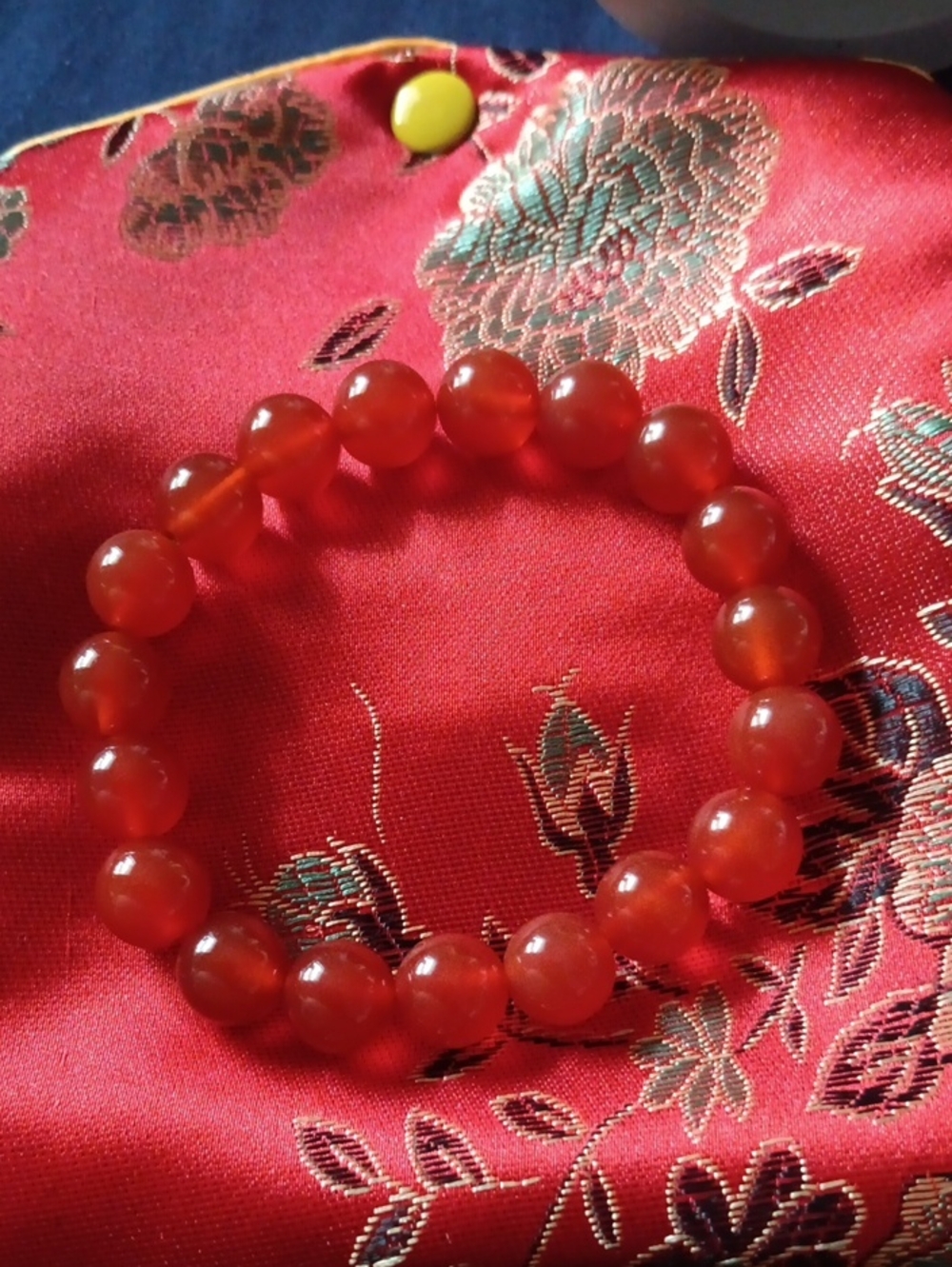 Red Carnelian Beaded Stretch Bracelet - Women Jewelry 6.5 Inch